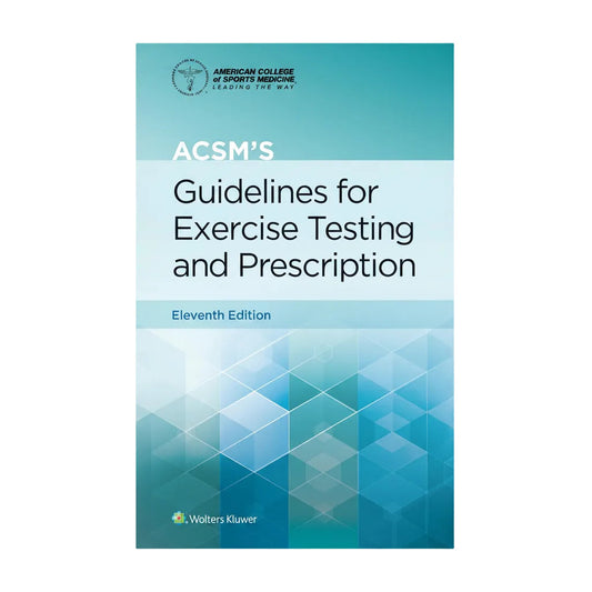 Book cover of ACSM's Guidelines for Exercise Testing and Prescription with a geometric blue design.
